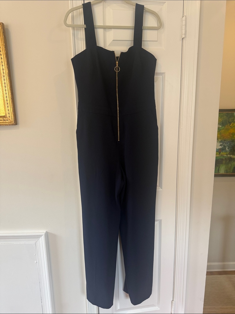 Trina Turk Black Sleeveless Jumpsuit with Gold Zip